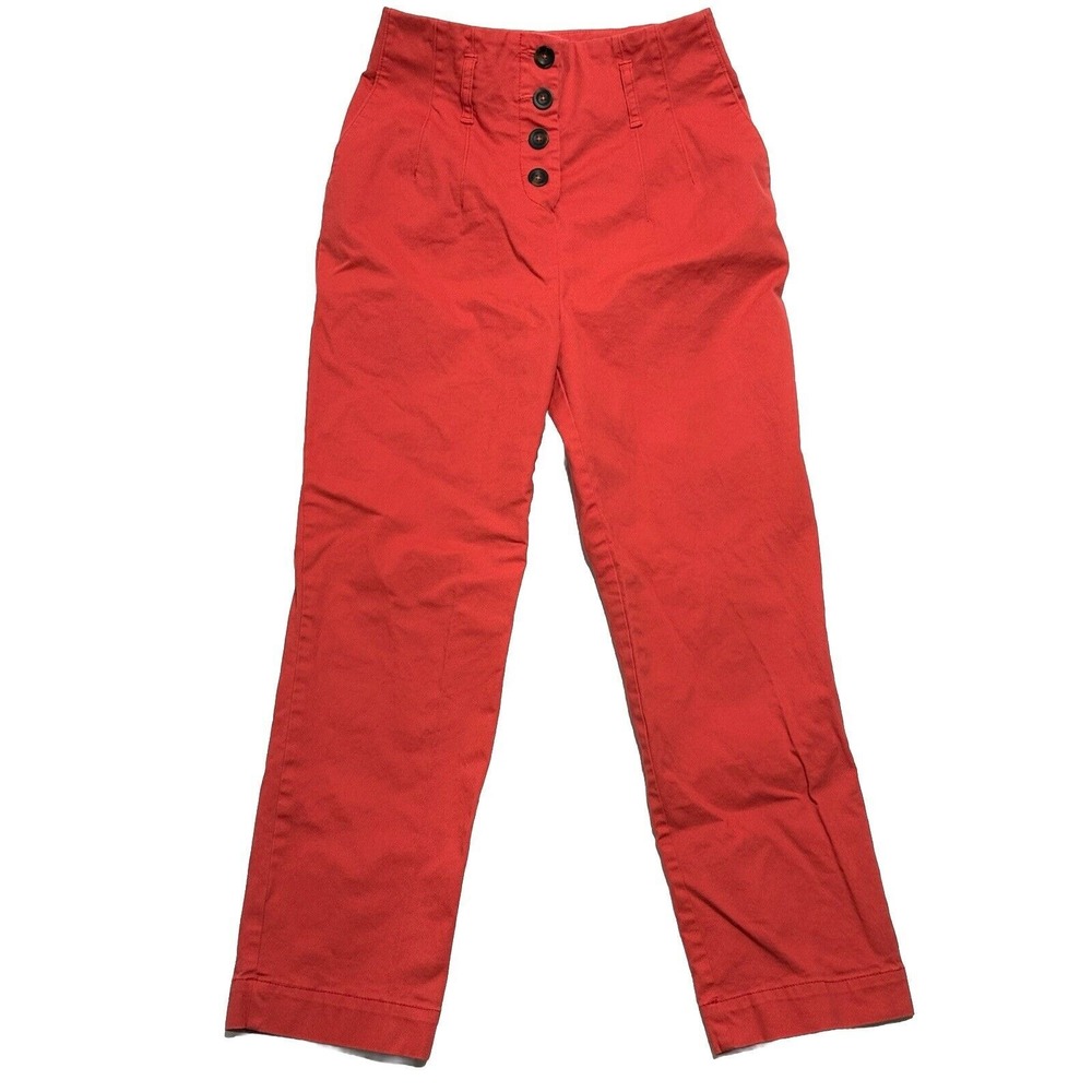 Boden Pants Womens Size US 4R, UK 8R Cherry Red Trousers Cotton Pockets 4-Button